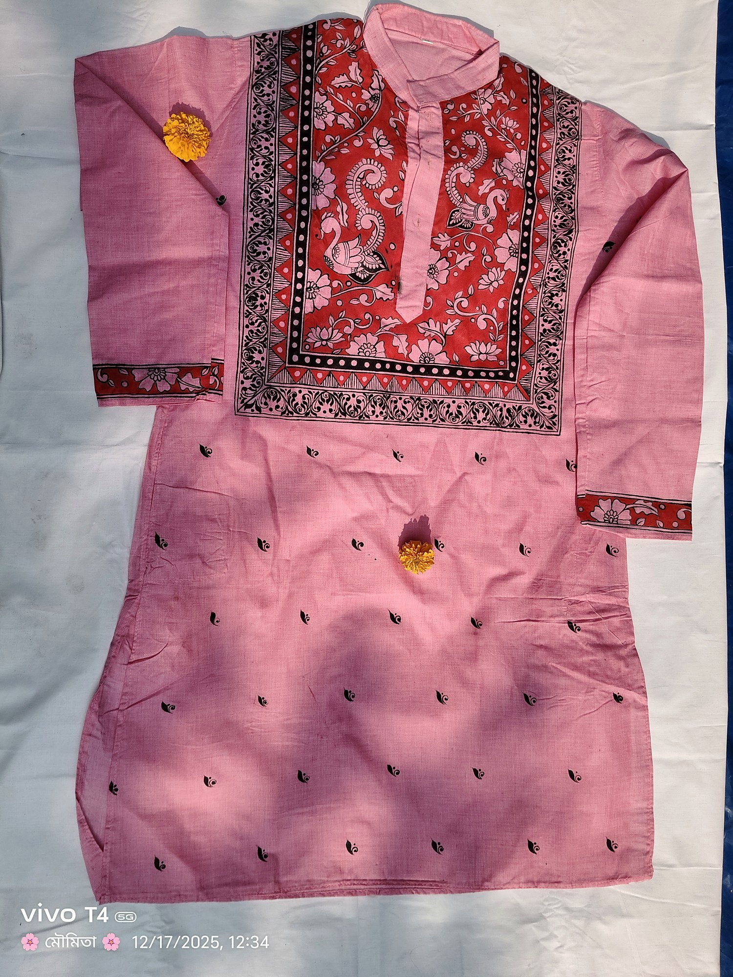 Blush Pink Kalamkari Yoke Designed Punjabi