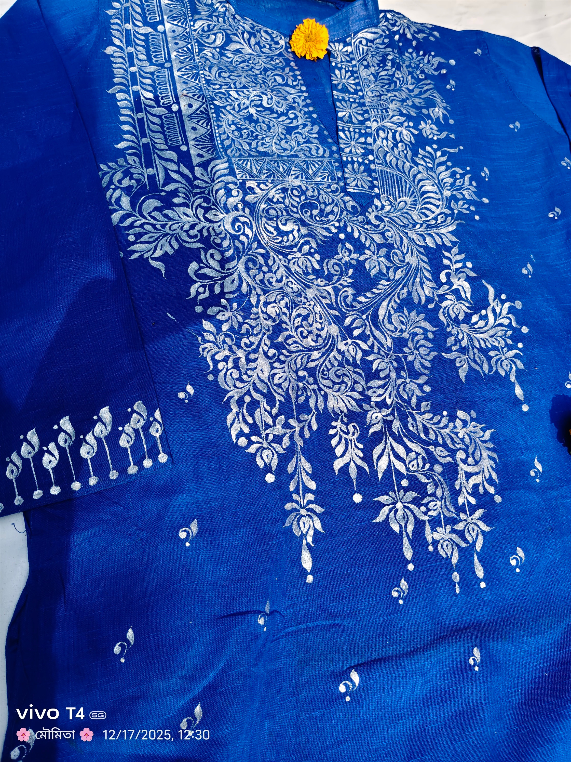 White Floral Vine Designed Punjabi