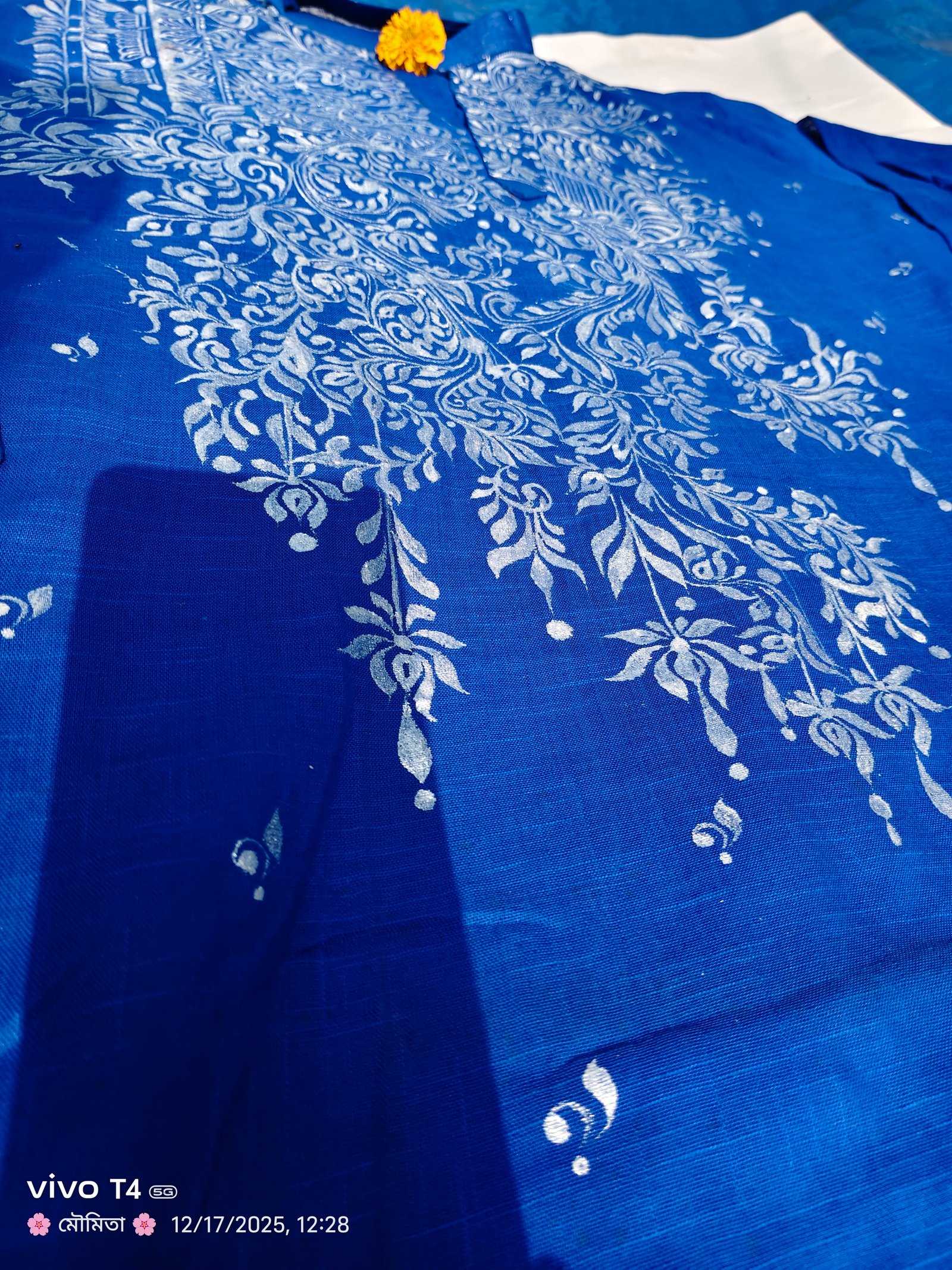 White Floral Vine Designed Punjabi