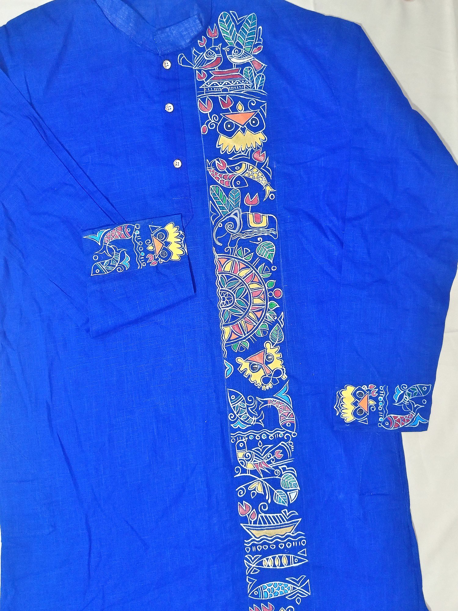 Madhubani Fish Motif Designed Punjabi