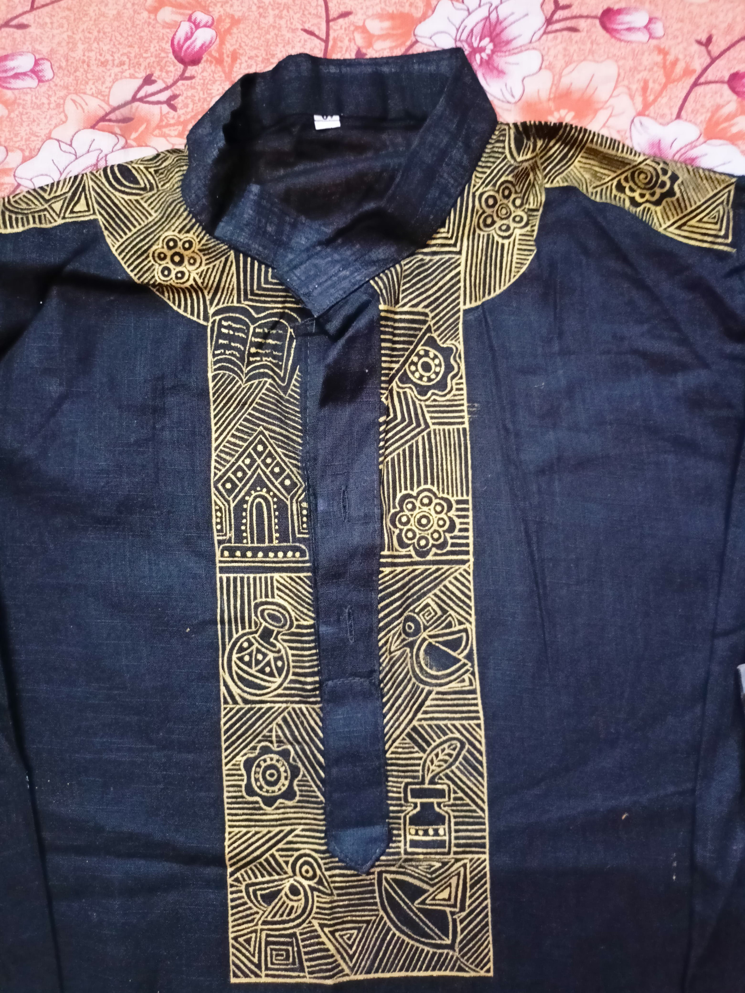 Navy Golden Madhubani Designed Punjabi