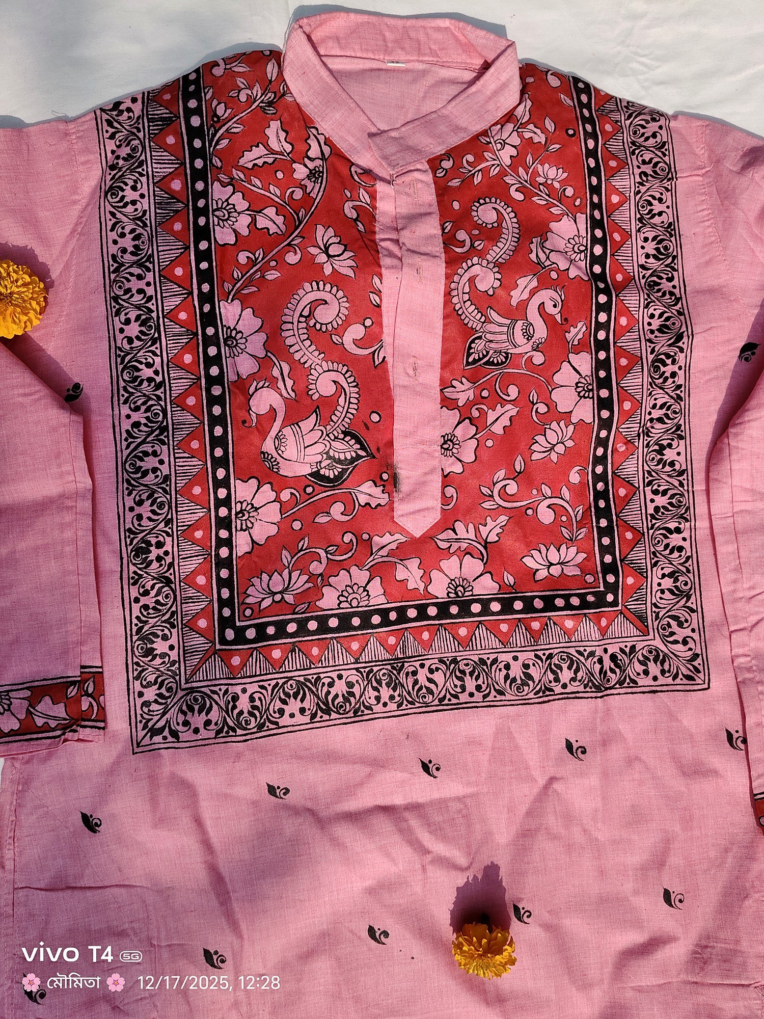 Blush Pink Kalamkari Yoke Designed Punjabi
