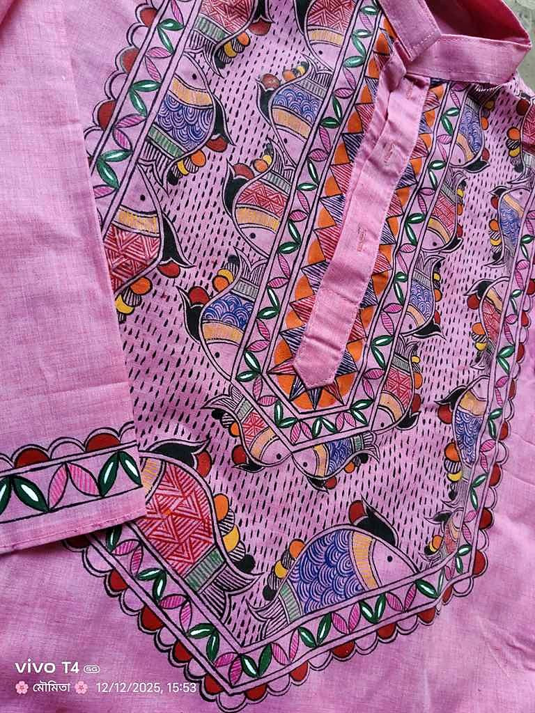 Pink Madhubani Yoke Designed Punjabi