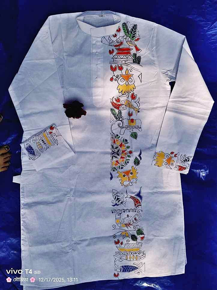 Madhubani Fish Motif Designed Punjabi