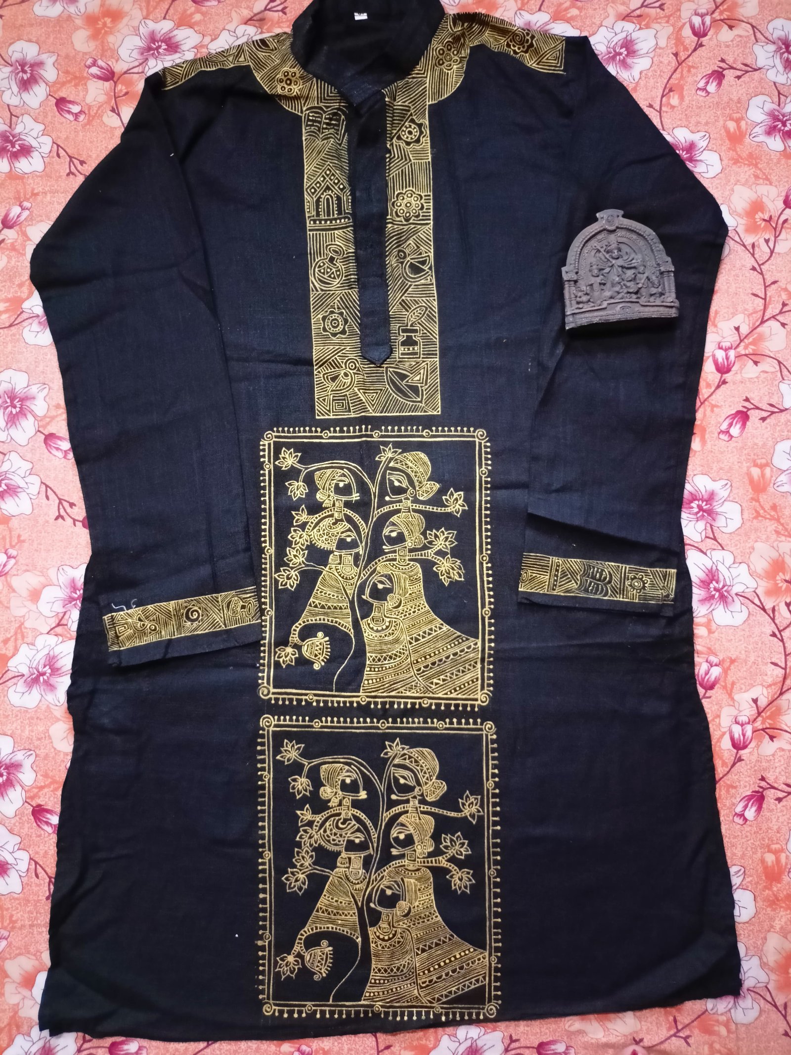 Navy Golden Madhubani Designed Punjabi