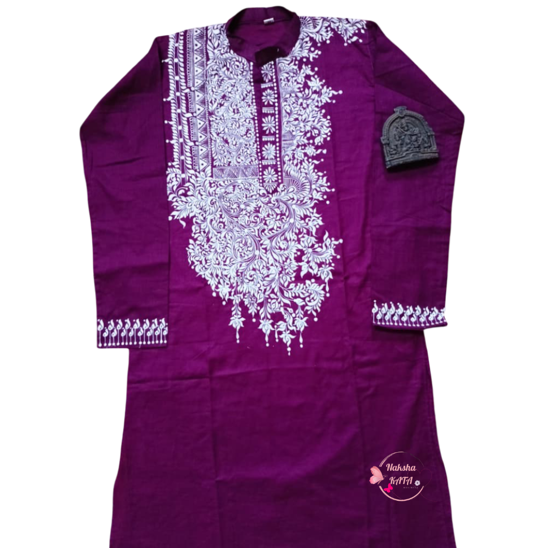 White Floral Vine Designed Punjabi