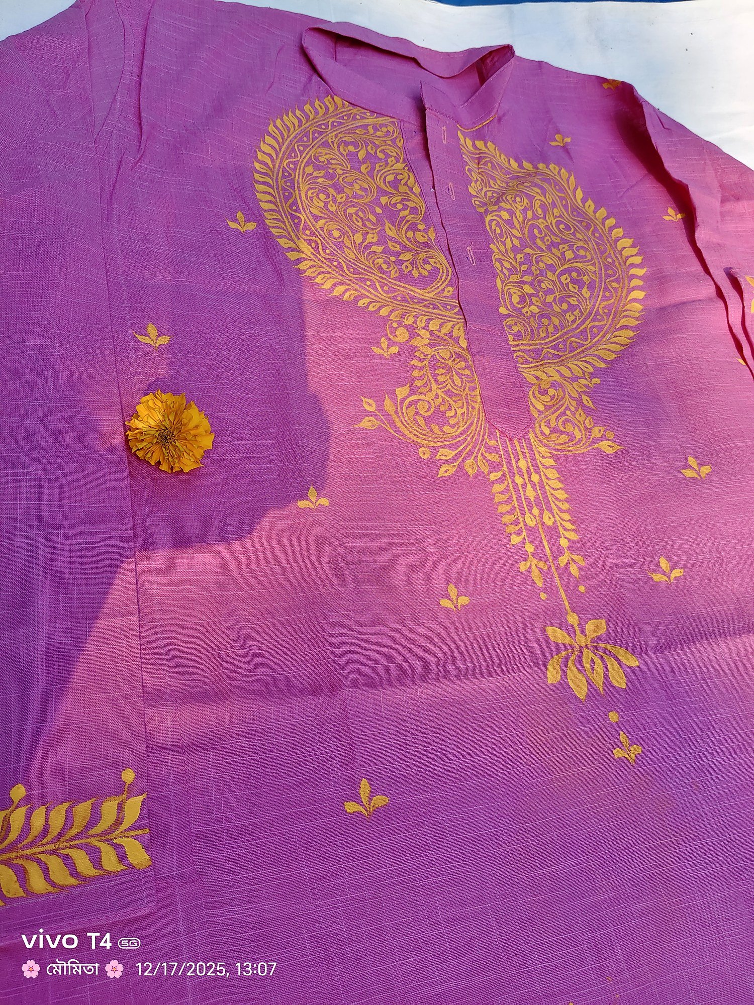 Pink Golden Paisley Designed Punjabi