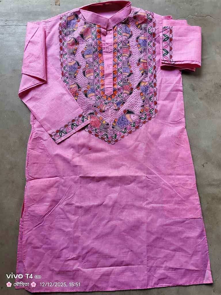 Pink Madhubani Yoke Designed Punjabi