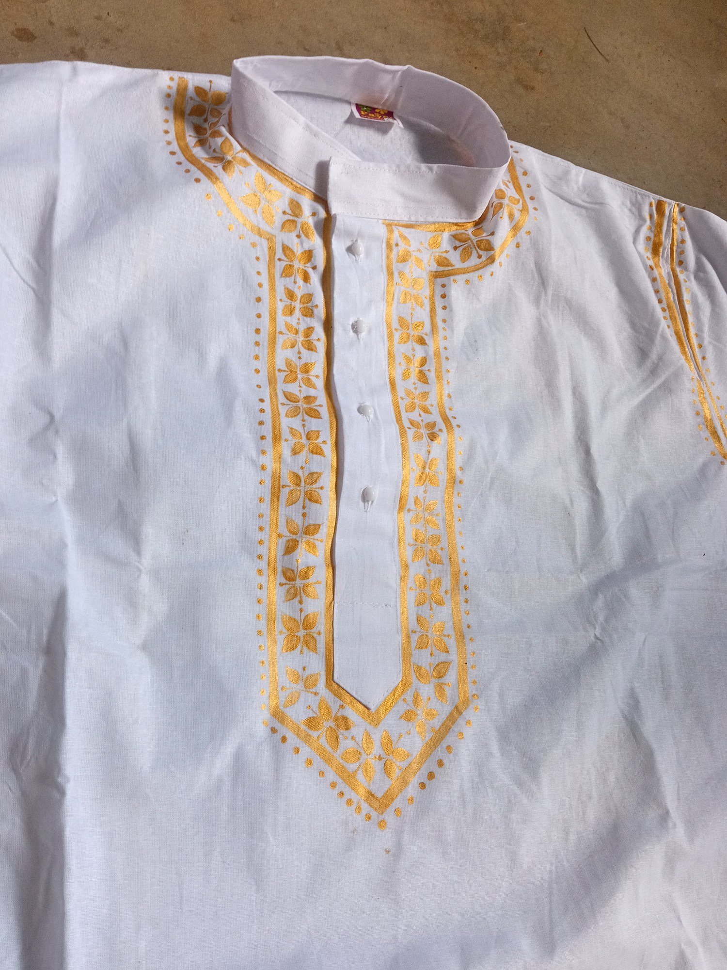 White Golden Border Designed Punjabi
