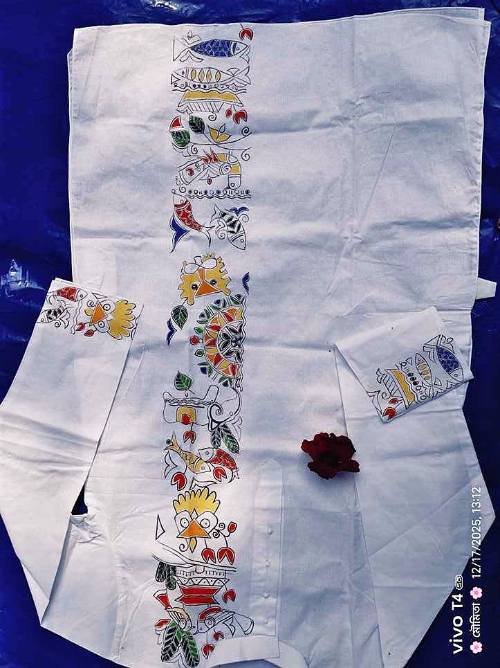 Madhubani Fish Motif Designed Punjabi