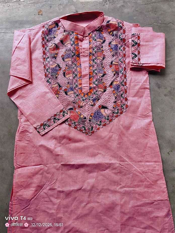 Pink Madhubani Yoke Designed Punjabi